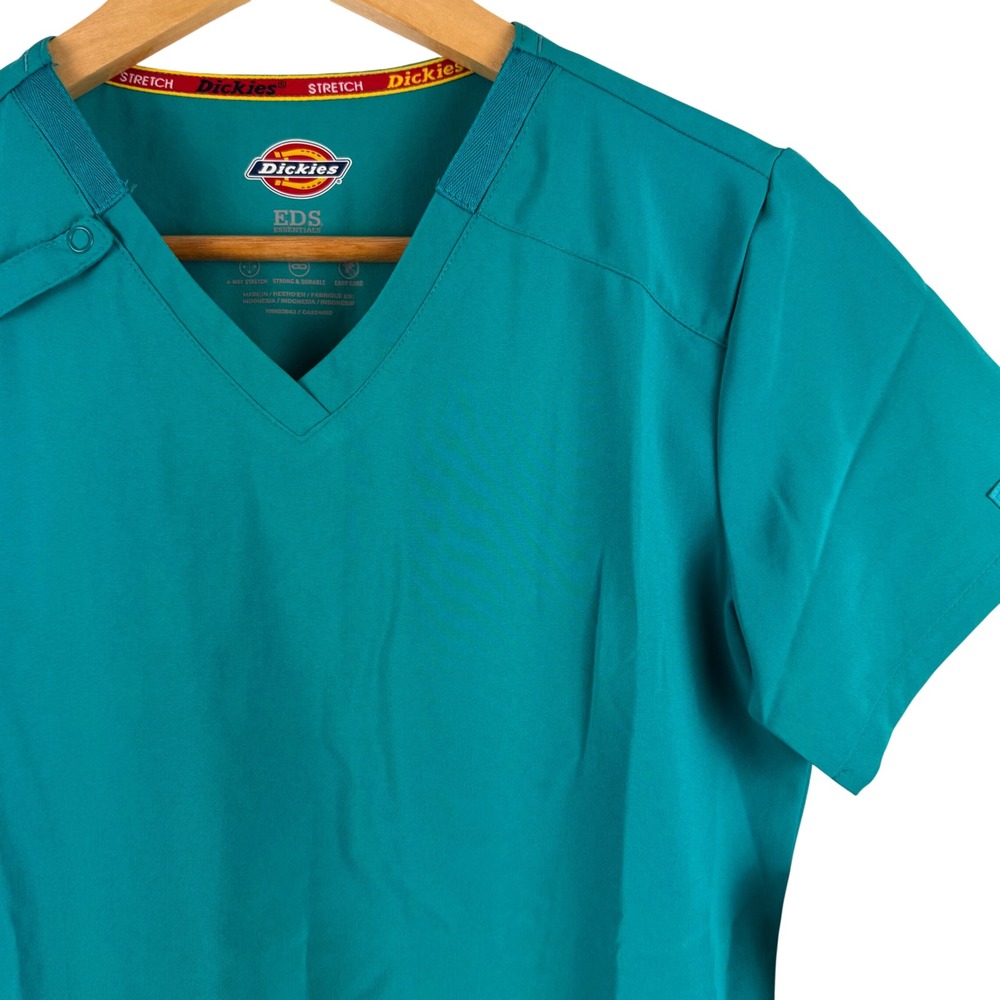 Dickies‎ Scrub Top Women XS Teal EDS Essentials V-Neck DK615 4-Way Stretch NEW